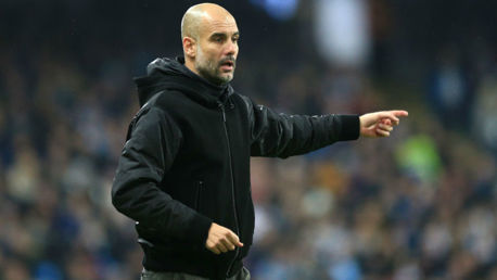 BOSS: Guardiola gives out his instructions during the victory over Chelsea. 