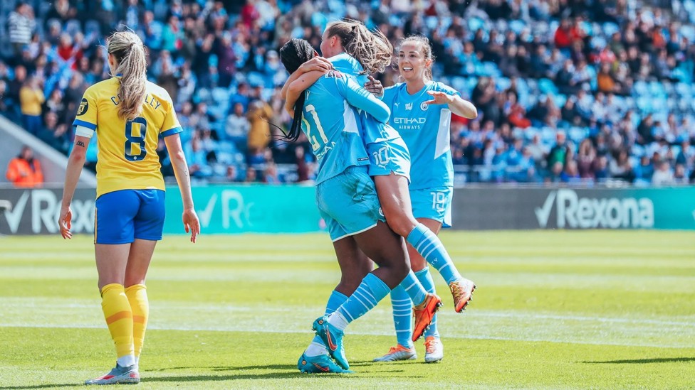 FANTASTIC FOUR : Bunny found the net four times in a 7-2 WSL win over Brighton one month late