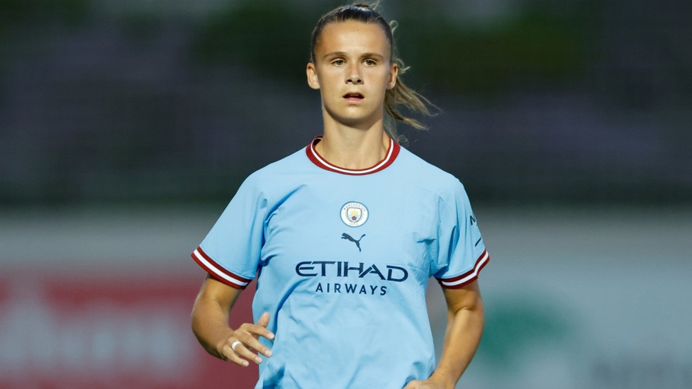 SHE’S HERE : Casparij signs for City in the summer of 2022. 