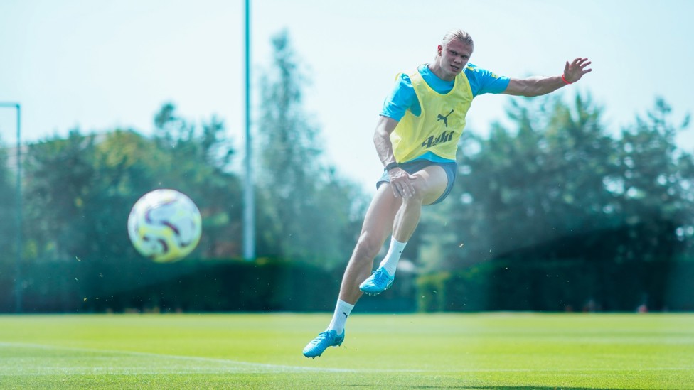 LOOKS FAMILIAR : Erling Haaland with a trademark strike