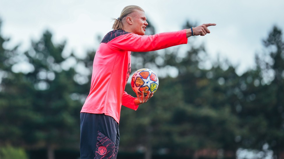 POINTING THE WAY : Erling Haaland takes charge