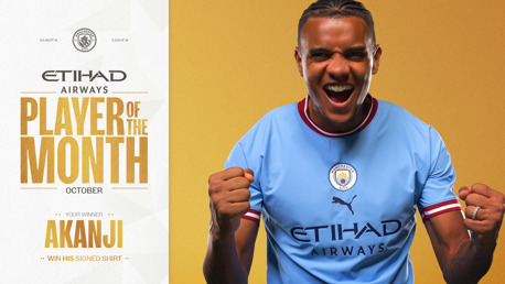 Akanji voted Etihad Player of the Month for October 