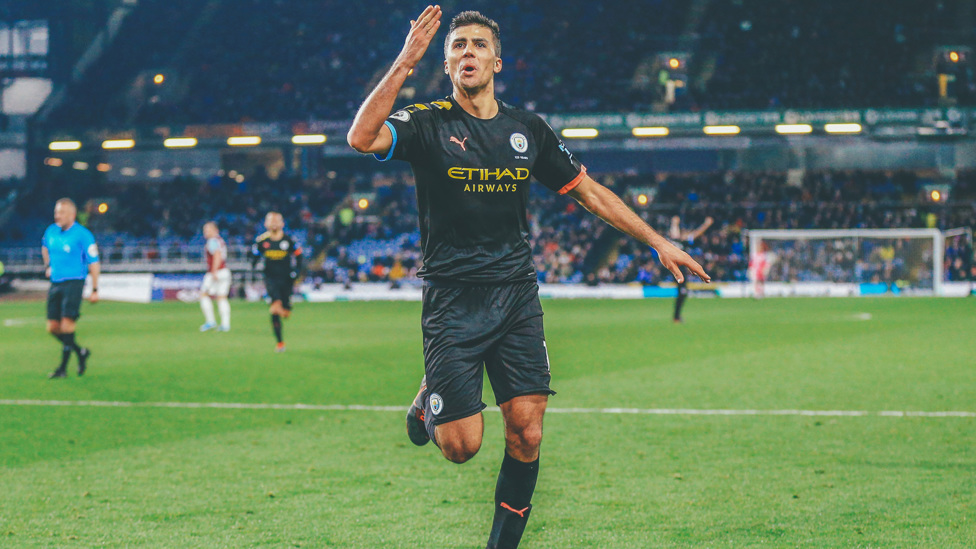 TURF'S UP : Our Spaniard heads towards the fans to celebrate a goal at Burnley during his first campaign