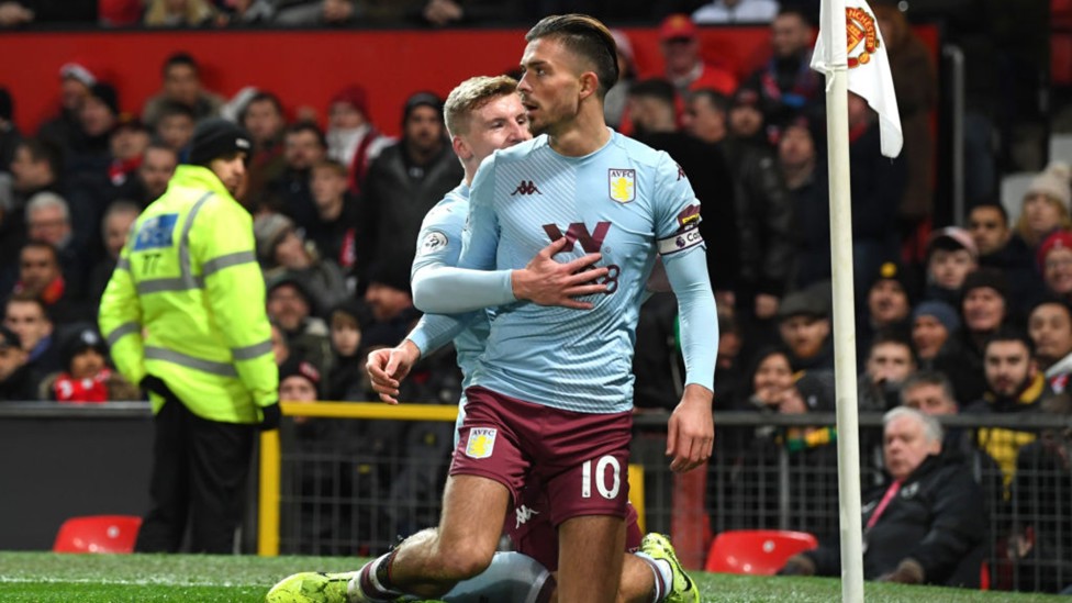 WONDERGOAL: Grealish curls home a stunning opener in Aston Villa's 2-2 draw with Manchester United in December 2019