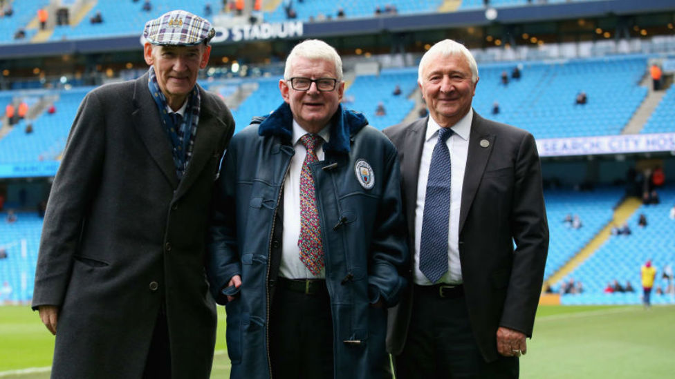 BLUE JACKET : Bernard, along with City legend and Club ambassador Mike Summerbee, presented John Motson with a special blue sheepskin coat when he visited the Etihad to perform his last commentary in 2017