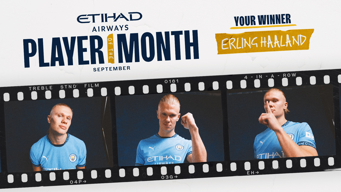 Haaland voted Etihad Player of the Month for September