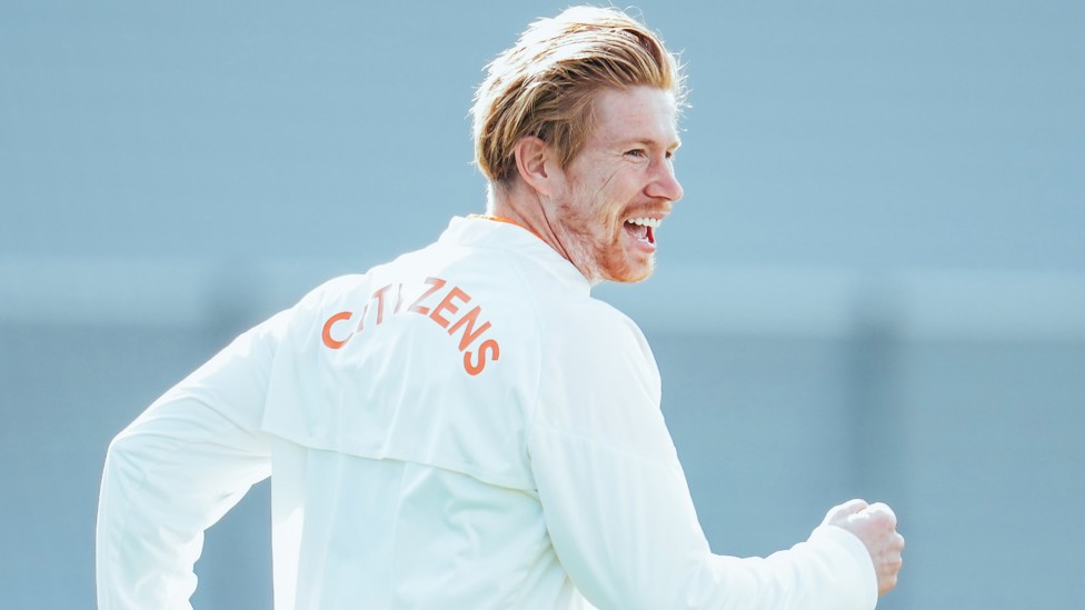 BOUNCING BELGIUM : Kevin De Bruyne jogs his way out to training.