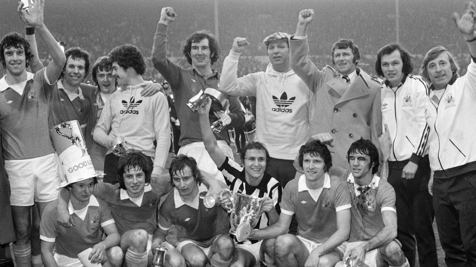 ANOTHER TROPHY : The Class of 1976 celebrate beating Newcastle United in the League Cup final