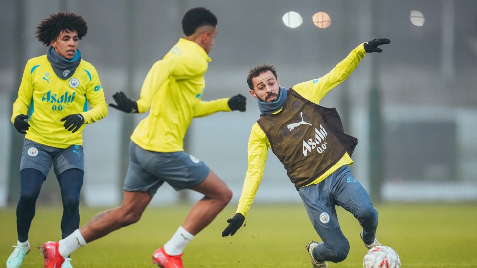 SILKY SILVA  : Bernardo Silva stretches for the ball.