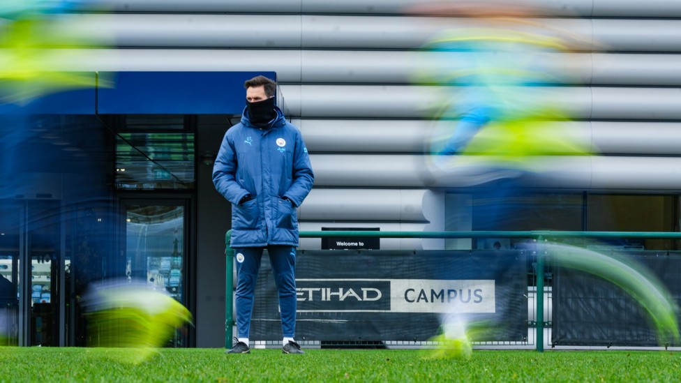 THE BOSS : Gareth Taylor watches training. 