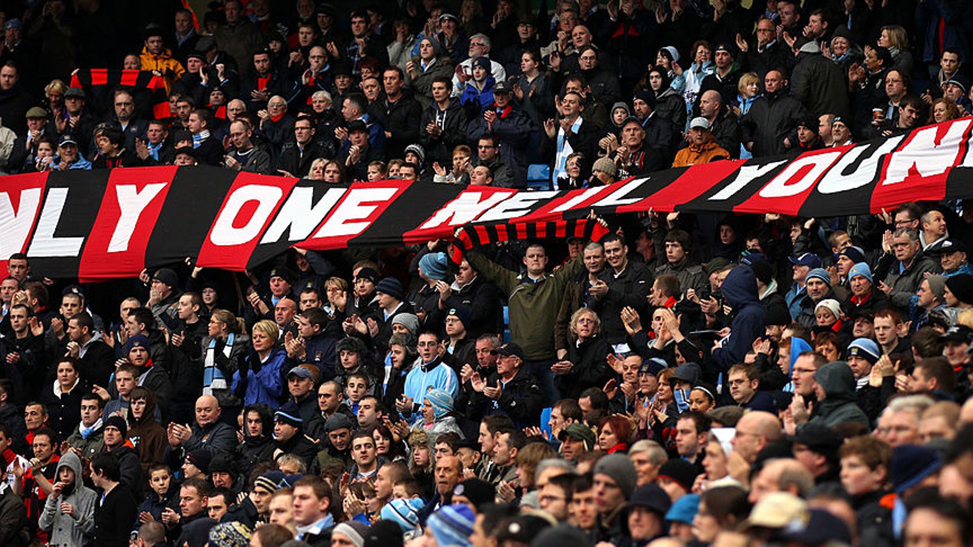 EMOTIONAL TRIBUTE: The City spelt out their affection for Neil with this tribute in red and black, in honour of our 1969 FA Cup final win