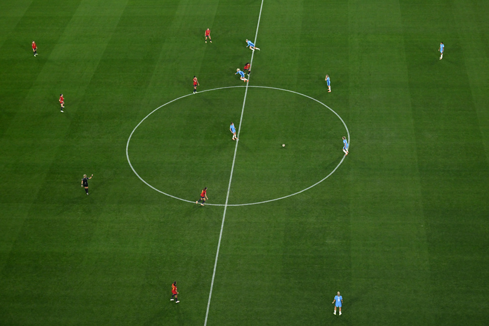 KICK-OFF : For the final time this tournament, England start the World Cup final. 