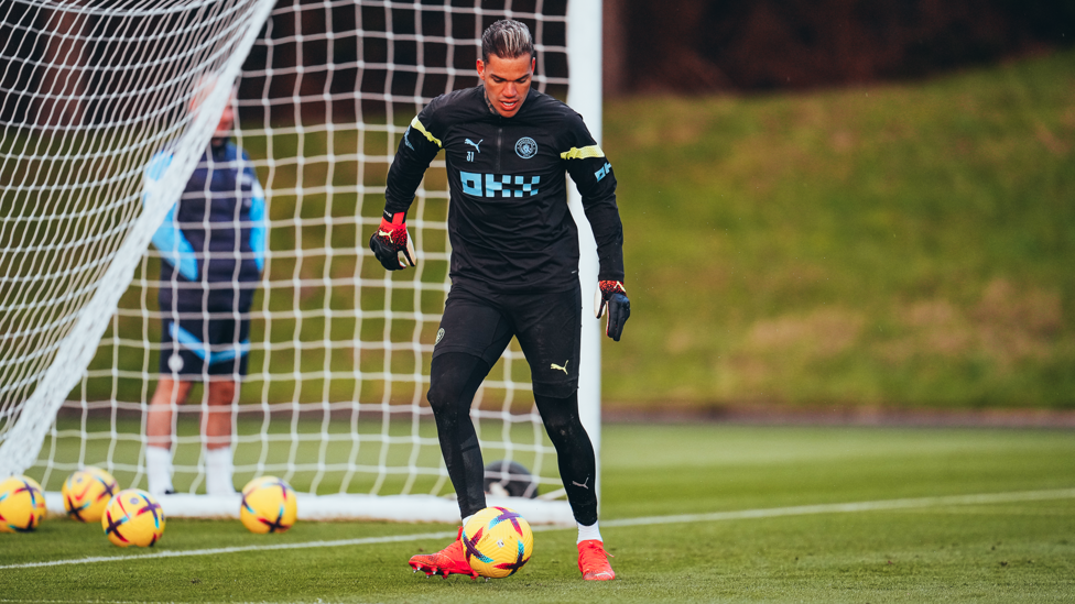 CALMNESS PERSONIFIED  : Ederson showcases his ability with the ball at his feet