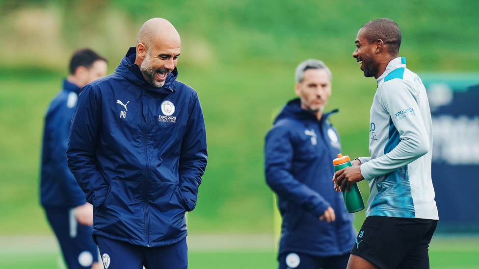 CFA SMILES : Pep Guardiola and Fernandinho share a joke