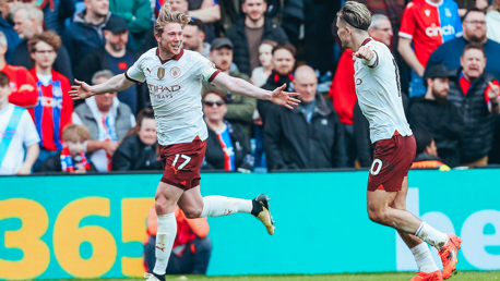 KING KEV: Celebrates the goal.