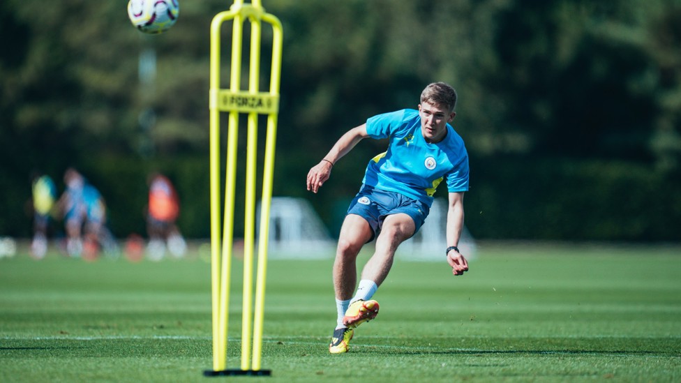 SUPER SEB : Defender Seb Naylor tries his hand at scoring.