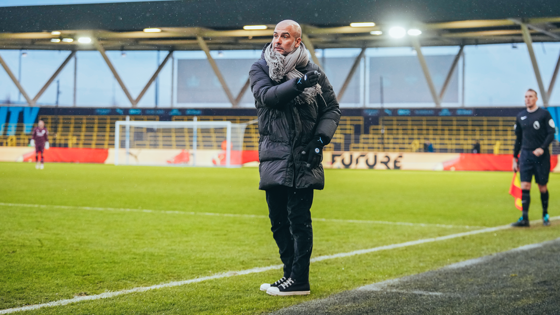 PEP TALK: Passing on instructions from the touchline.