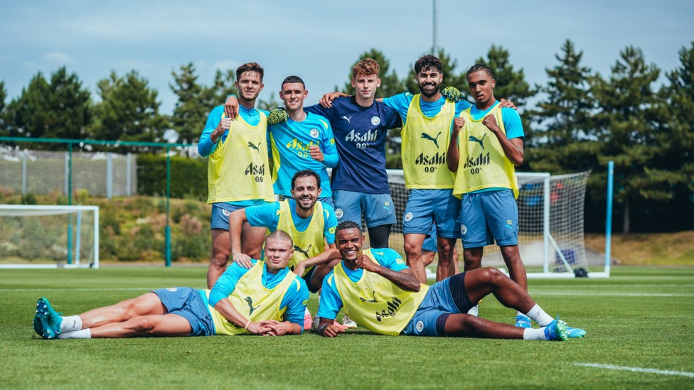 CHAMPIONS : The winning team from Wednesday's training session.