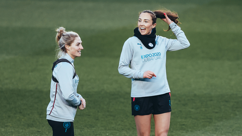 COOMBS AND CAZ : Our midfield duo pictured during today's session