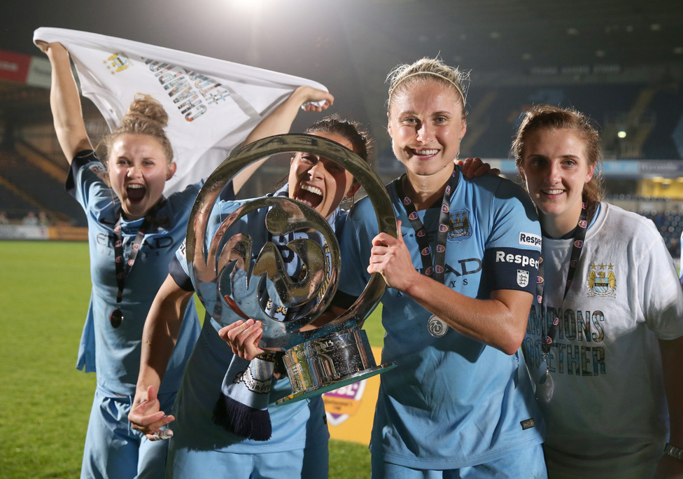 FIRST TROPHY : Steph Houghton is pictured with our first ever piece of professional silverware, the Conti Cup in 2014.