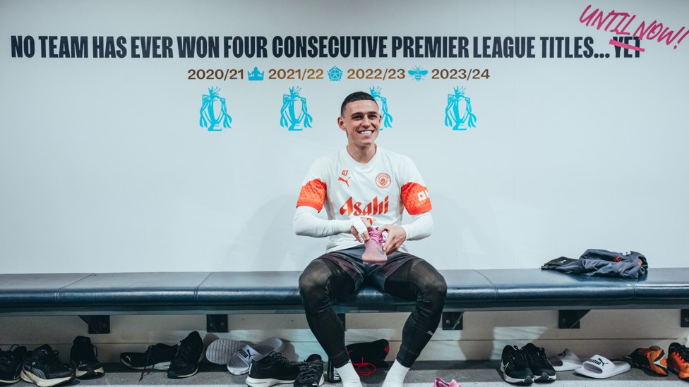 WONDER WALL : Phil Foden all-smiles as we see a correction to the message that inspired our players to the 2023/24 Premier League title.