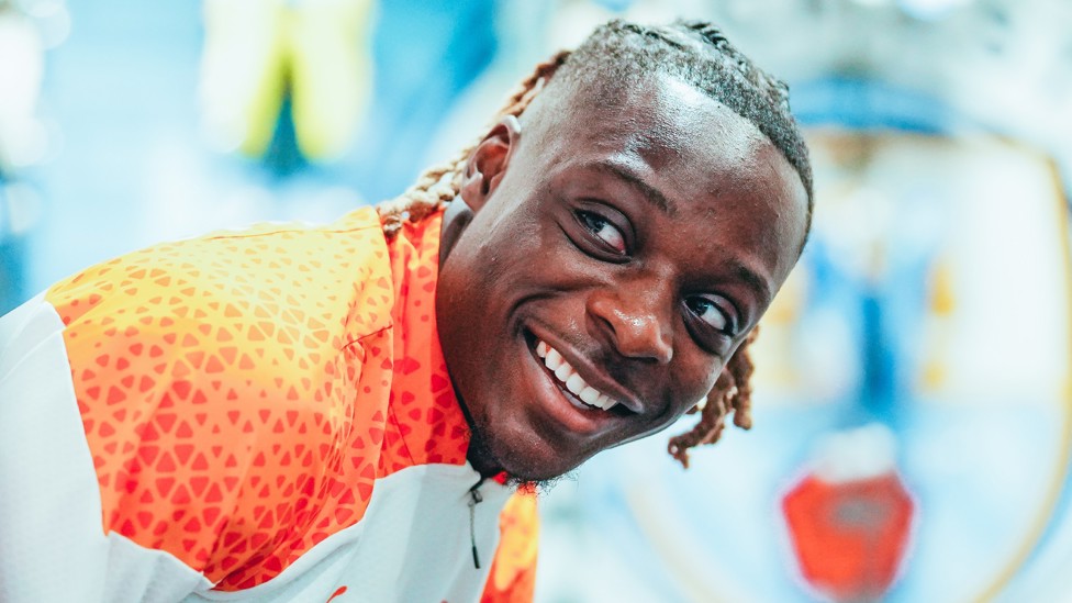 DAZZLING DOKU  : Jeremy Doku prepares for training.