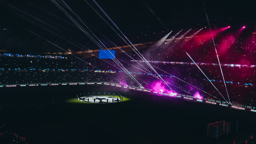 LIGHT IT UP : A spectacular light show at the Etihad prior to the game.