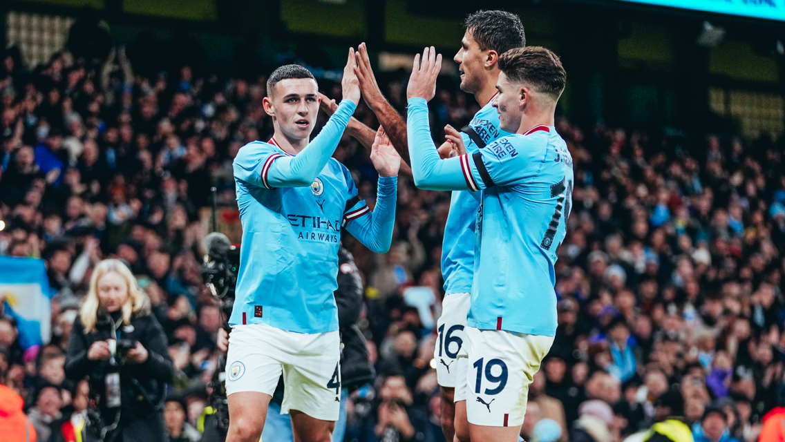 HIGH FIVES: Foden feels the love.