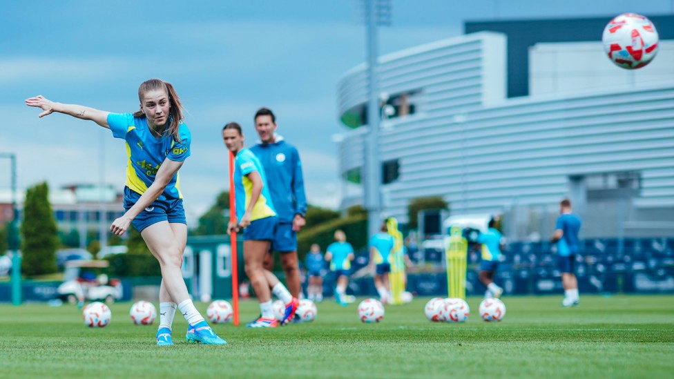 PRECISE PARK : Jess Park fires a shot towards the top corner.