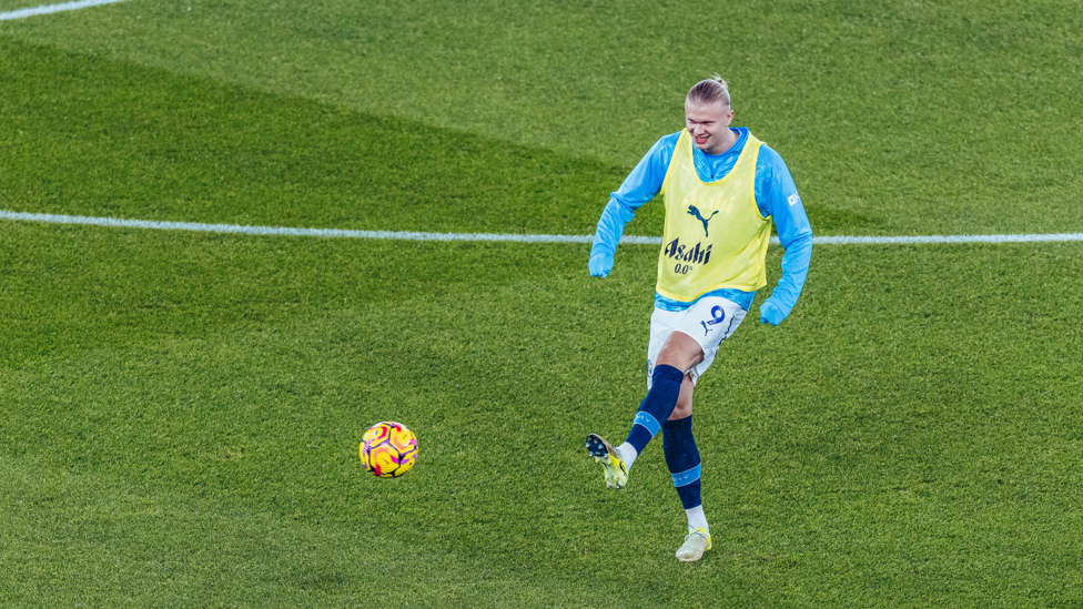 SHARPENING UP : Haaland gets a feel of the ball.