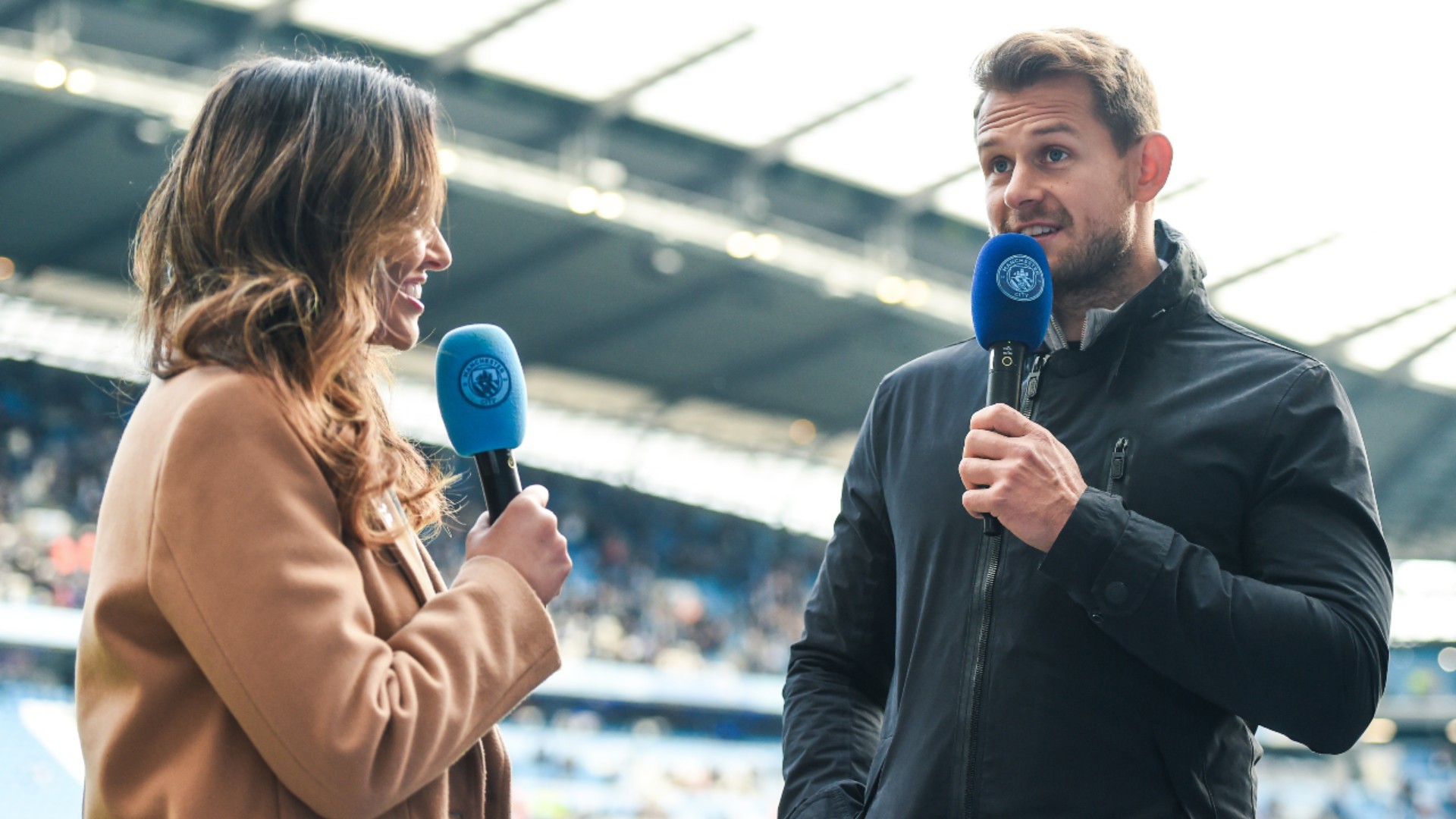 GOOD TO TALK: Jamie chats to Matchday Live presenter Natalie Pike