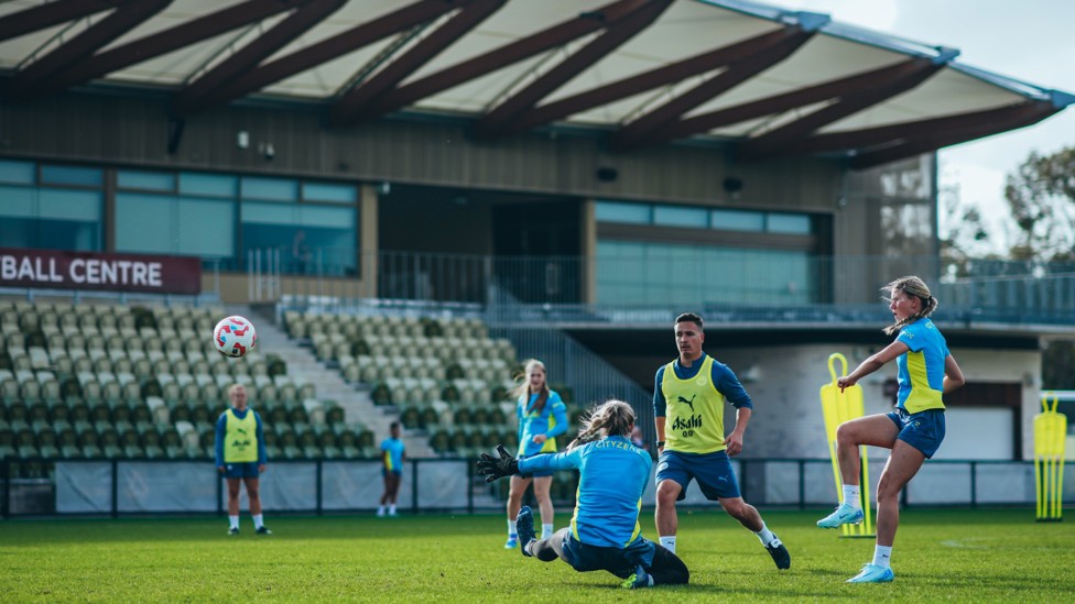 TAKE A SHOT : Poppy Pritchard curls the ball home