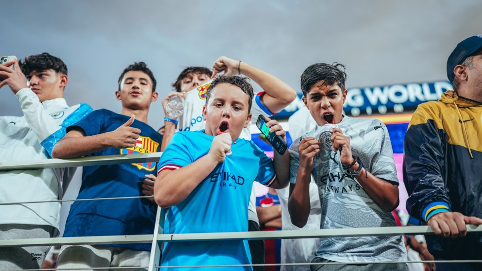 YOUNG FANS : A packed out stadium full of Blues. 