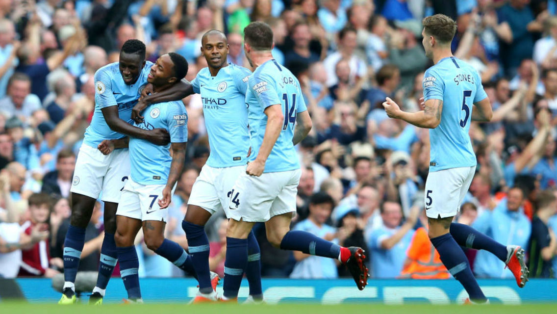 WE ARE CITY: Celebrating Sterling's goal together.