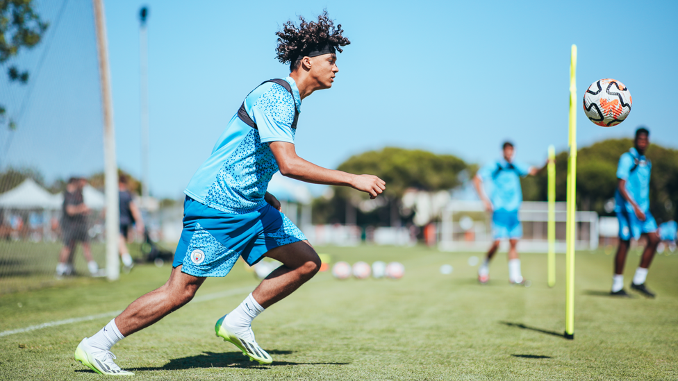 WORKING HARD: : Luca Fletcher focused on the ball during drills.