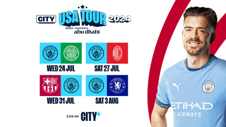 Watch City's US tour matches on CITY+