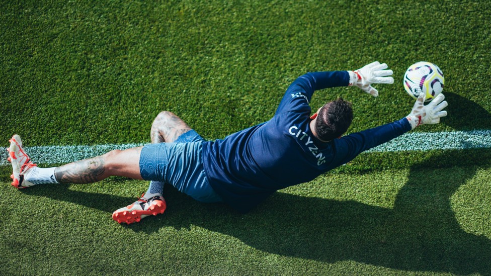 FULL STRETCH : Ederson makes a save