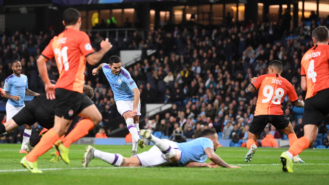 DEADLOCK BROKEN: Ilkay Gundogan opens the scoring, finishing off a well-worked team move