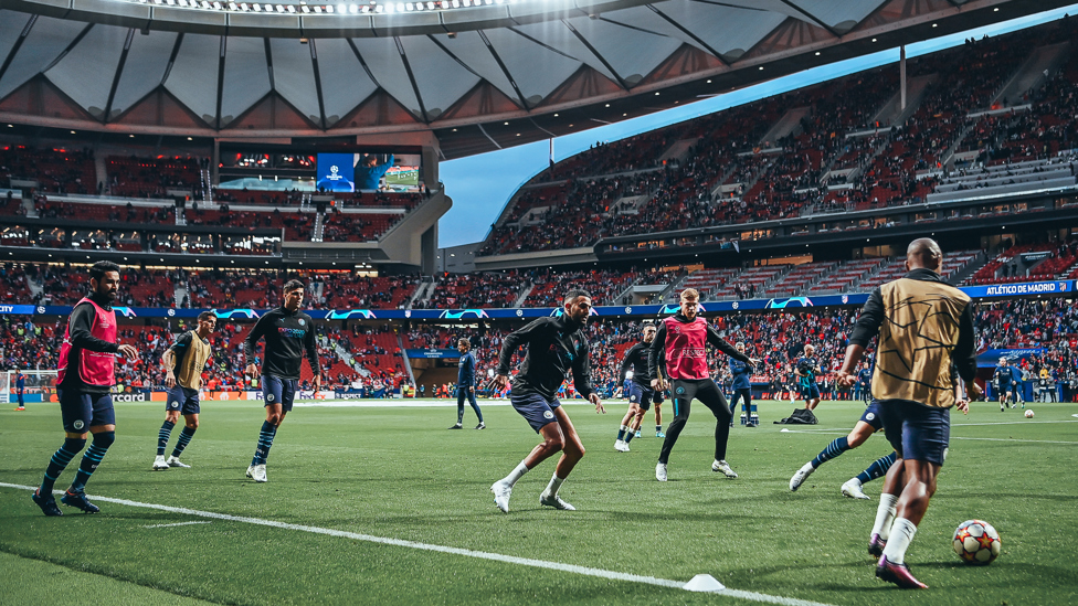 ATMOSPHERE BUILDING : The stadium starts to pack out ahead of a crucial Champions League clash. 