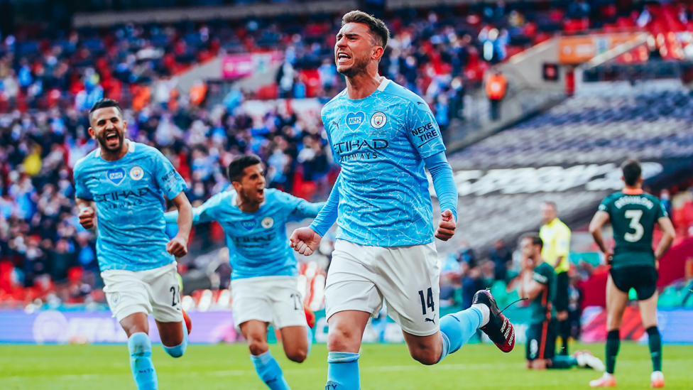 MATCH WINNER : Laporte scored the decisive goal in our 1-0 win over Tottenham Hotspur in the Carabao Cup final on 25 April 2021. 