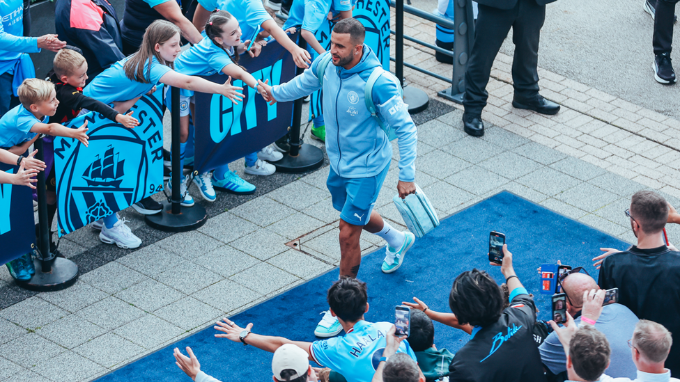 WELCOME WALKER: Tonights captain is greeted warmly by the City supporters.