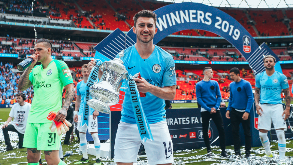 MORE SILVERWARE : Laporte pictures with the FA Cup following our 6-0 win over Watford in May 2019.