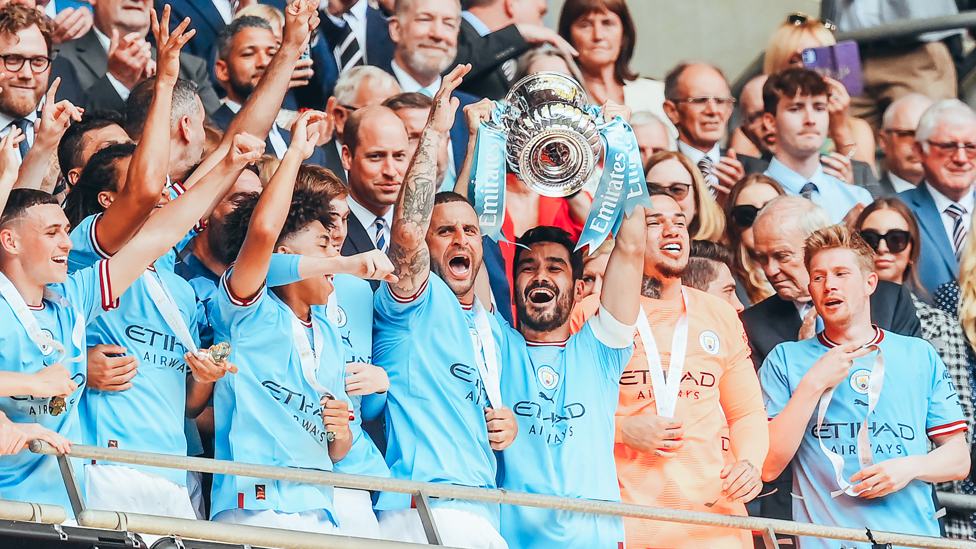 DOUBLE  : He lifts his 13th major honour at City in the form of the 2023 FA Cup.