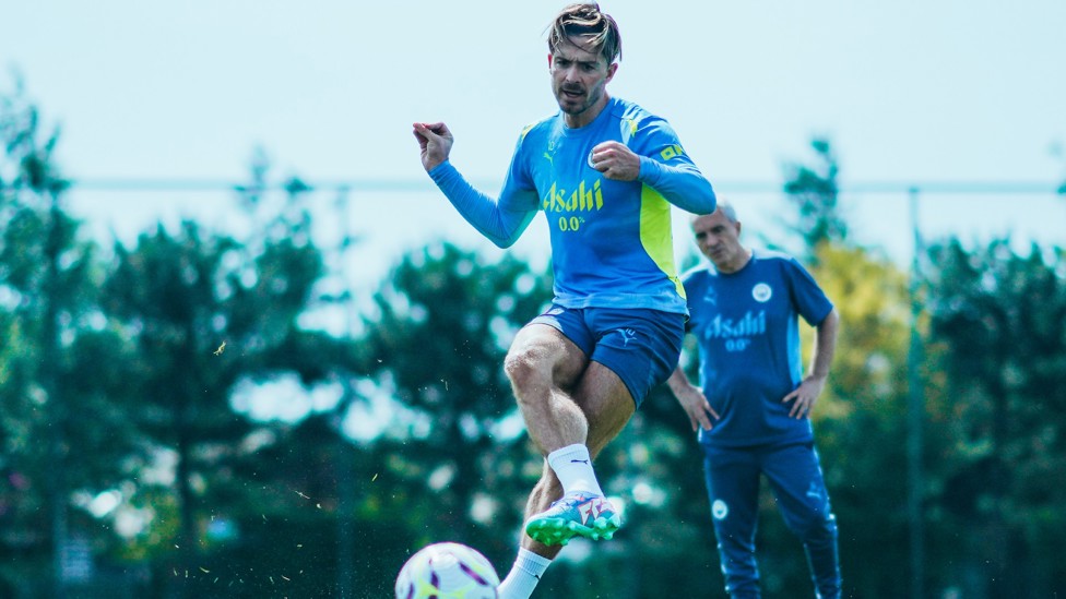 HAIR-RAISING : Jack Grealish goes through his drills