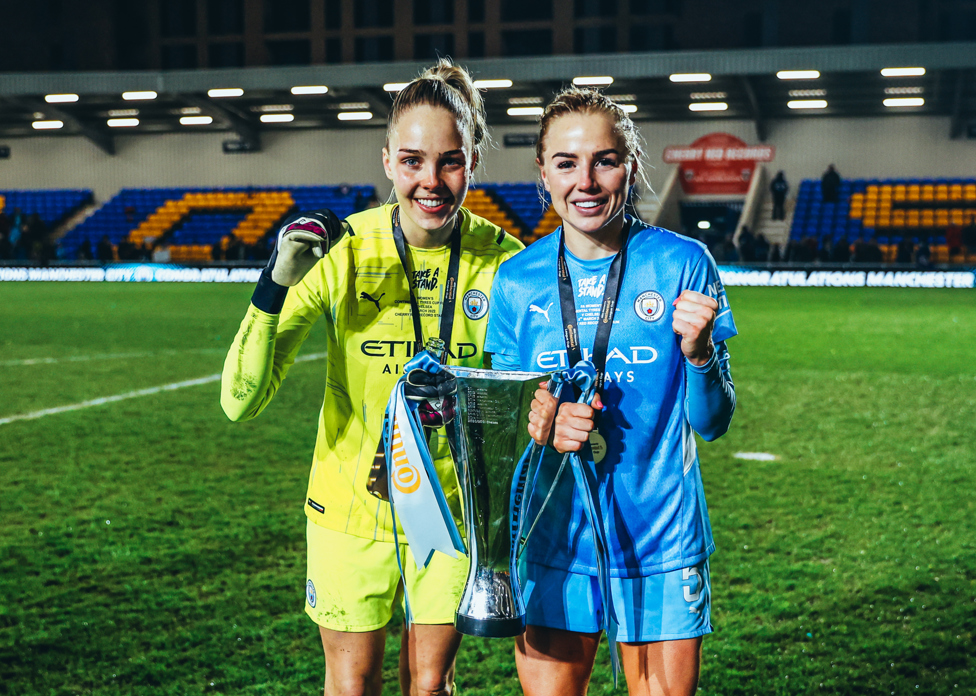  UP FOR THE CUP!  : Greenwood wins her second piece of silverware at City after we beat Chelsea in the 2022 Continental Cup final at Plough Lane.