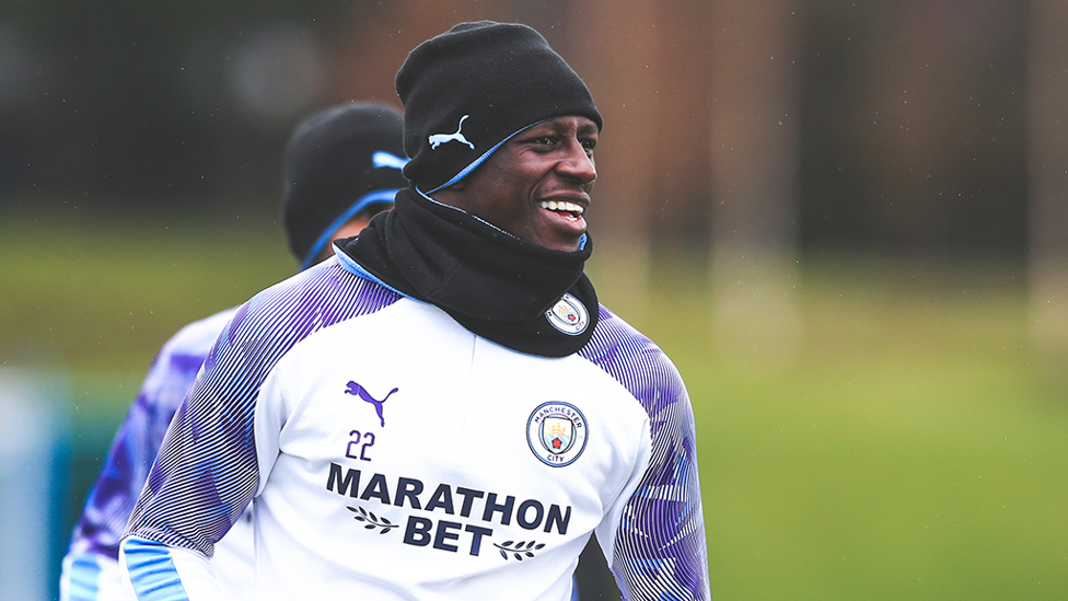  : BEN JOUR: Benjamin Mendy certainly enjoyed Sunday's Cup Final win!