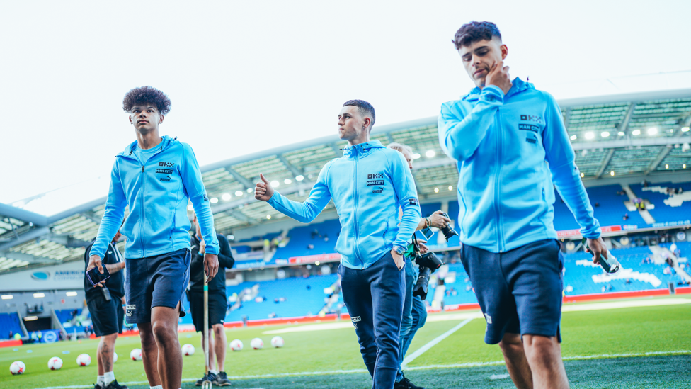 ACADEMY GRADUATES : Phil Foden, Nico O'Reilly and Alex Robertson check out their surroundings.