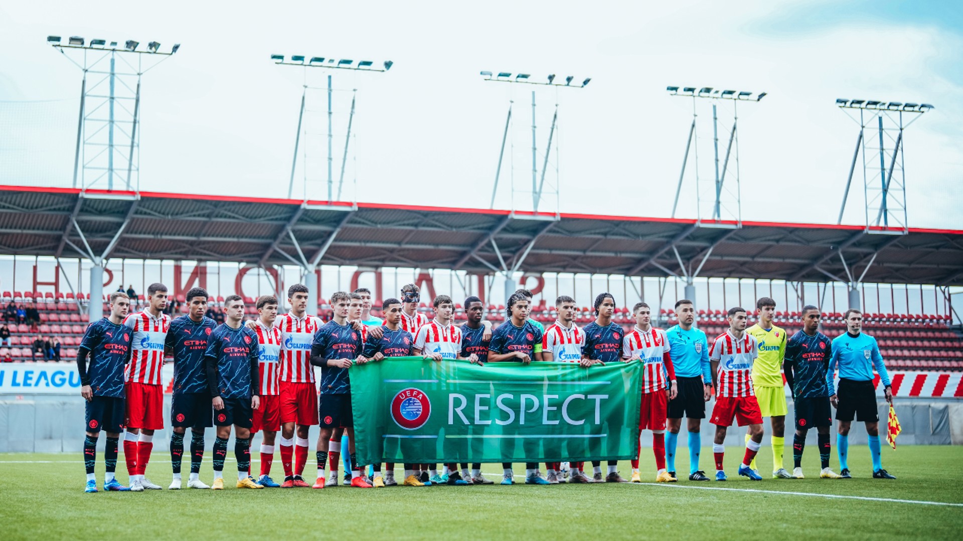 ACTION STATIONS: The teams line up prior to kick-off