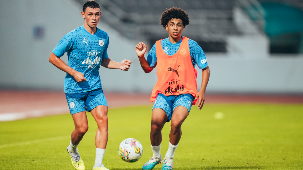 CITY'S FUTURE : Our young stars Phil Foden and Rico Lewis go head to head