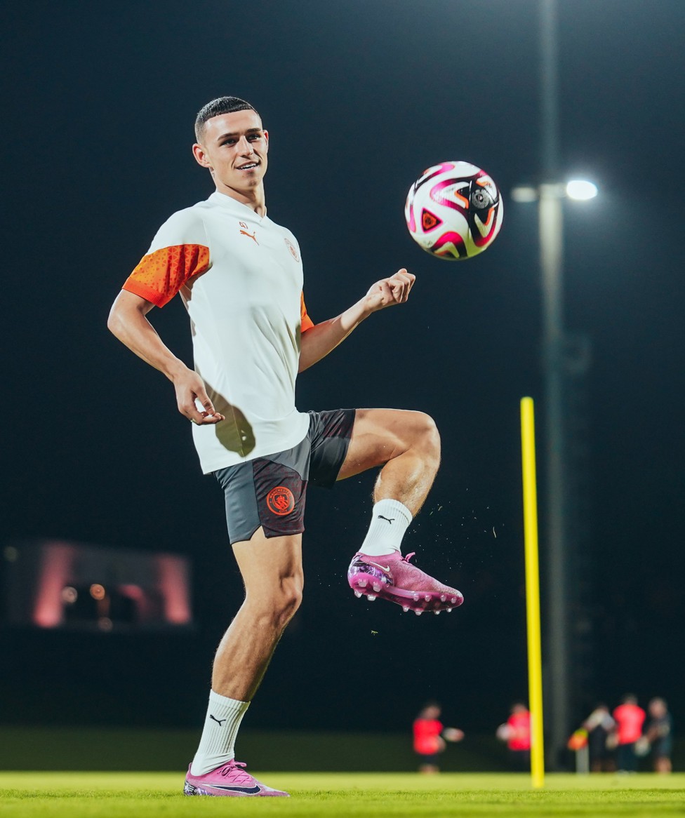 UP HIGH : Phil Foden brings the ball under his spell